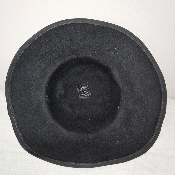 Vintage Dobbs Doeskin Fifth Avenue Black Felt Hat Fringe Floral Band Wool‎ USA main image 4